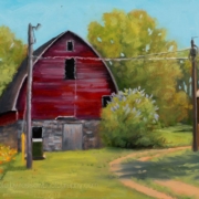 Pat Duncan painting photographed by Mitch Rossow - Red Barn in Summer