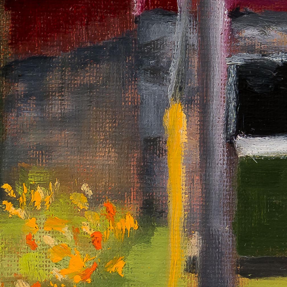 Pat Duncan painting photographed by Mitch Rossow - Red Barn in Summer - detail