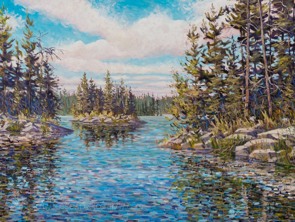 Dan Olson painting photographed by Mitch Rossow - Seagull Lake