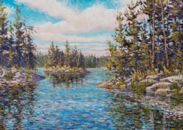Dan Olson painting photographed by Mitch Rossow - Seagull Lake