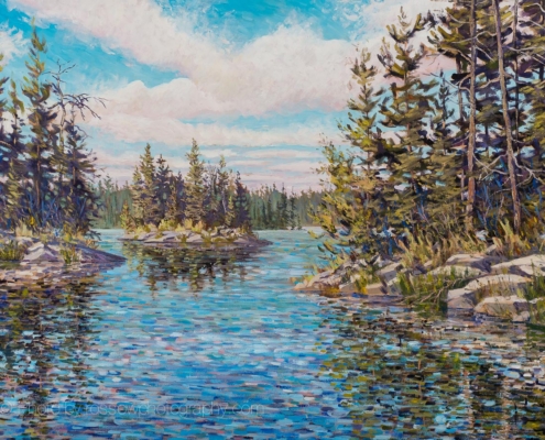 Dan Olson painting photographed by Mitch Rossow - Seagull Lake