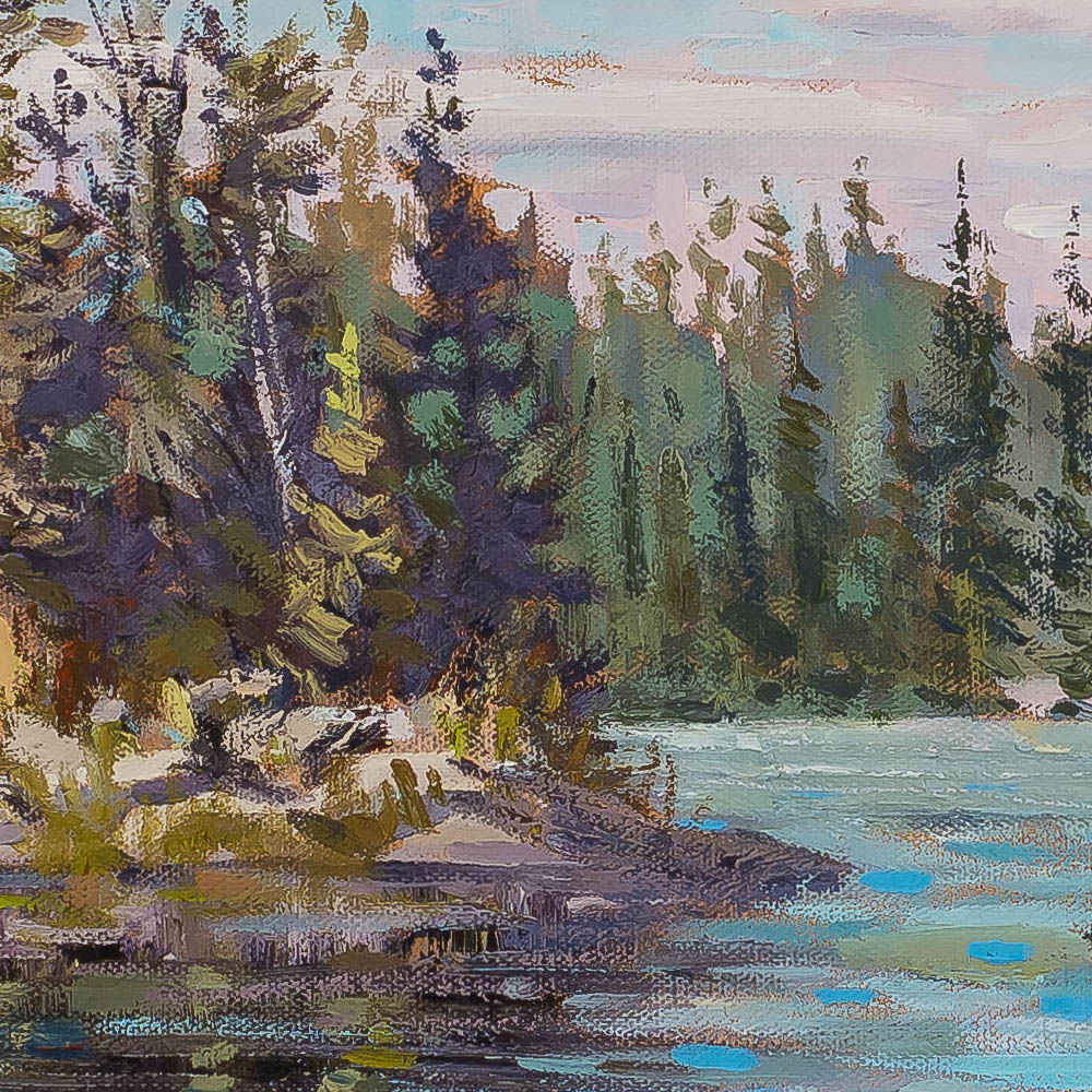 Dan Olson painting photographed by Mitch Rossow - Seagull Lake - detail