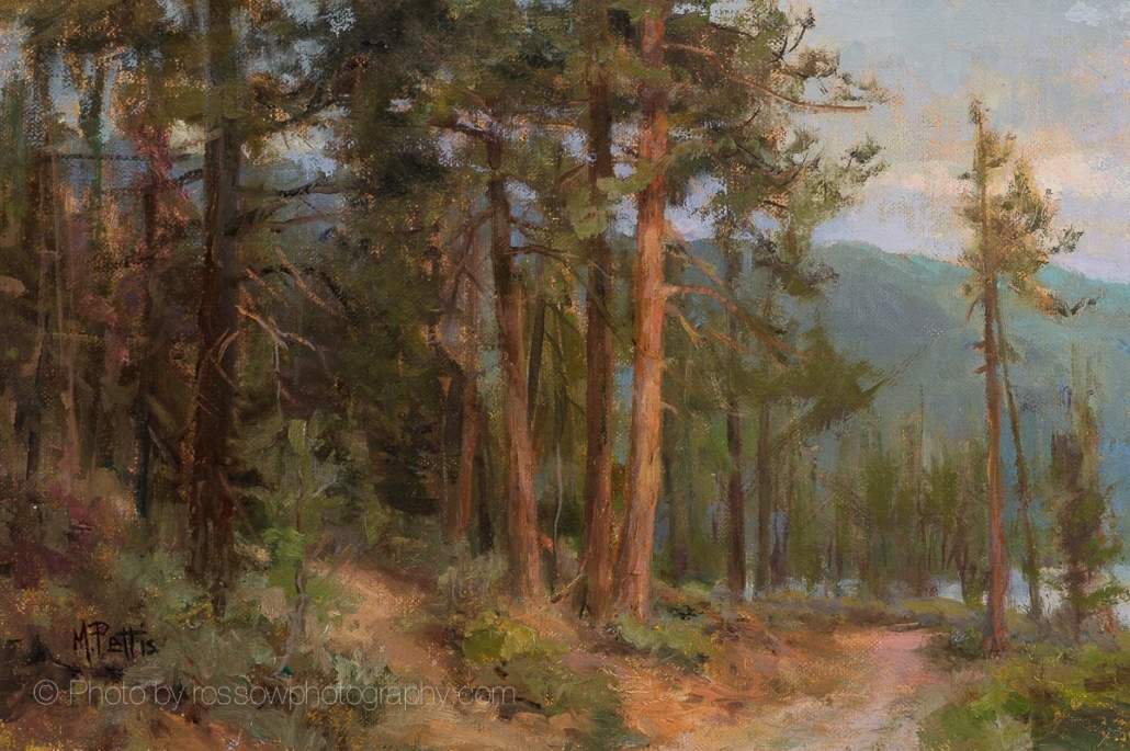 Mary Pettis painting photographed by Mitch Rossow - The Fire Ridge Trail 8x12