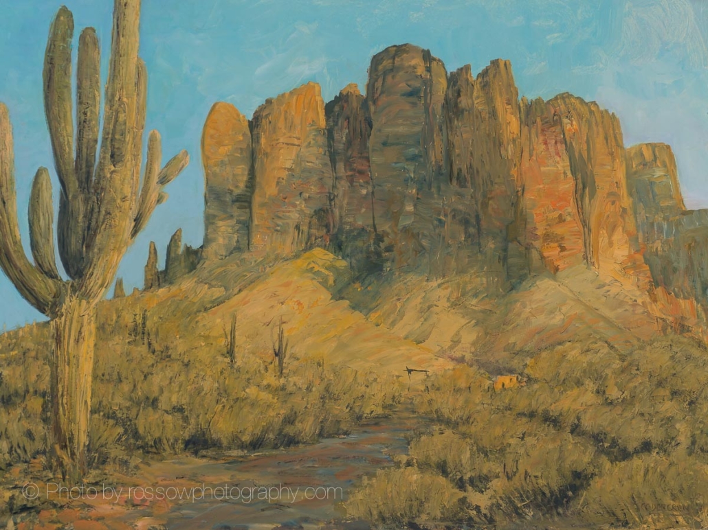 Carl Cedegren painting photographed by Mitch Rossow - Superstition Mountain