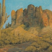 Carl Cedegren painting photographed by Mitch Rossow - Superstition Mountain