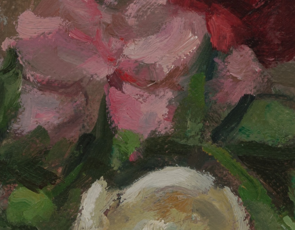 Steve Levin painting photographed by Mitch Rossow - Sketch Peonies and Bread - detail