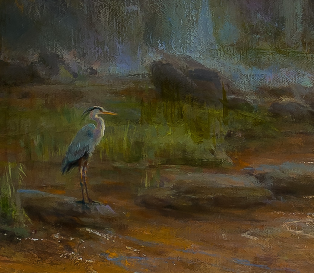 Mary Pettis painting photographed by Mitch Rossow - Quiet Visitor 34x28 - detail