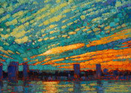 Adam Turner painting photographed by Mitch Rossow - Across the Hudson 16x20