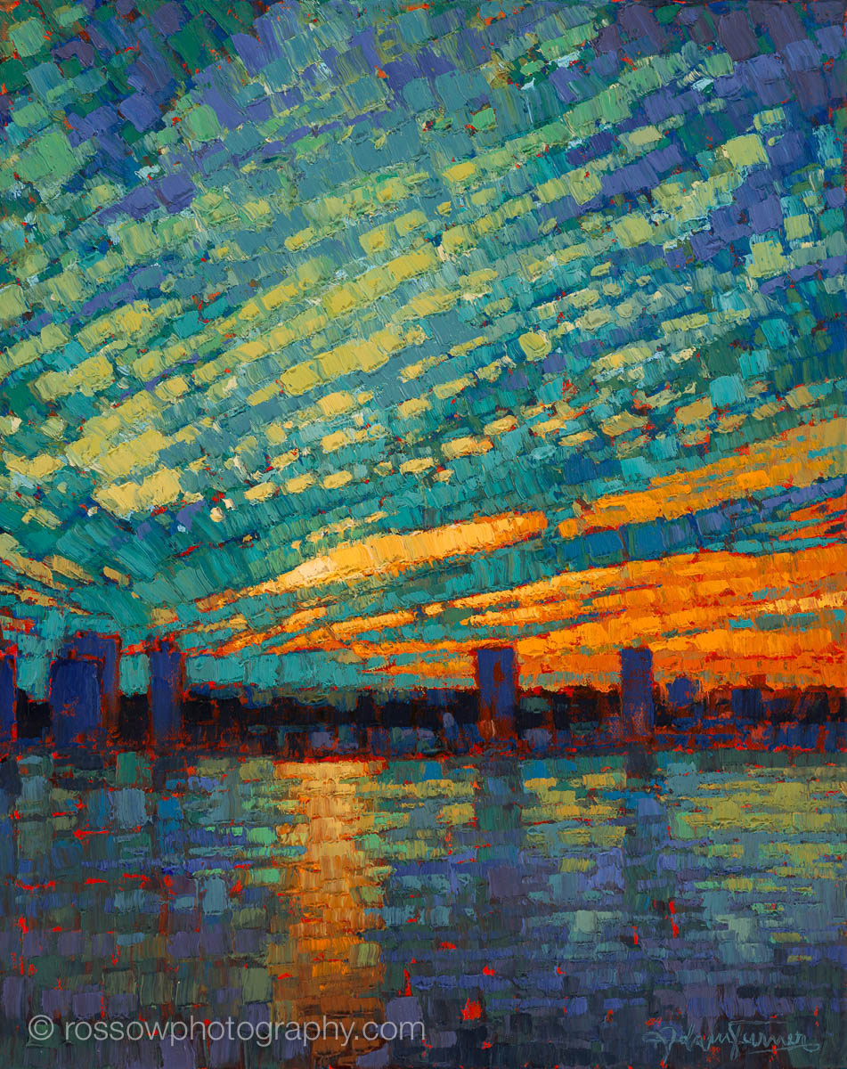 Adam Turner painting photographed by Mitch Rossow - Across the Hudson 16x20