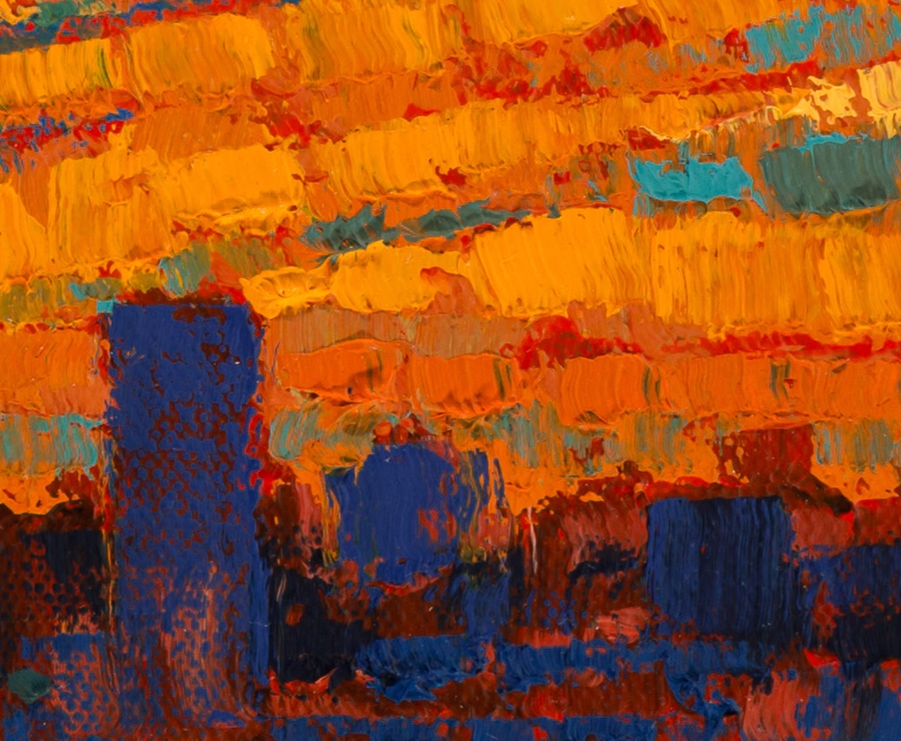 Adam Turner painting photographed by Mitch Rossow - Across the Hudson 16x20 - detail