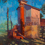 Adam Turner painting photographed by Mitch Rossow - Morning Stirs in Frankford 20x24