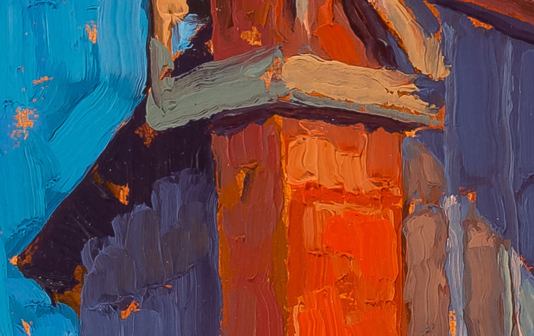 Adam Turner painting photographed by Mitch Rossow - Morning Stirs in Frankford 20x24 - detail
