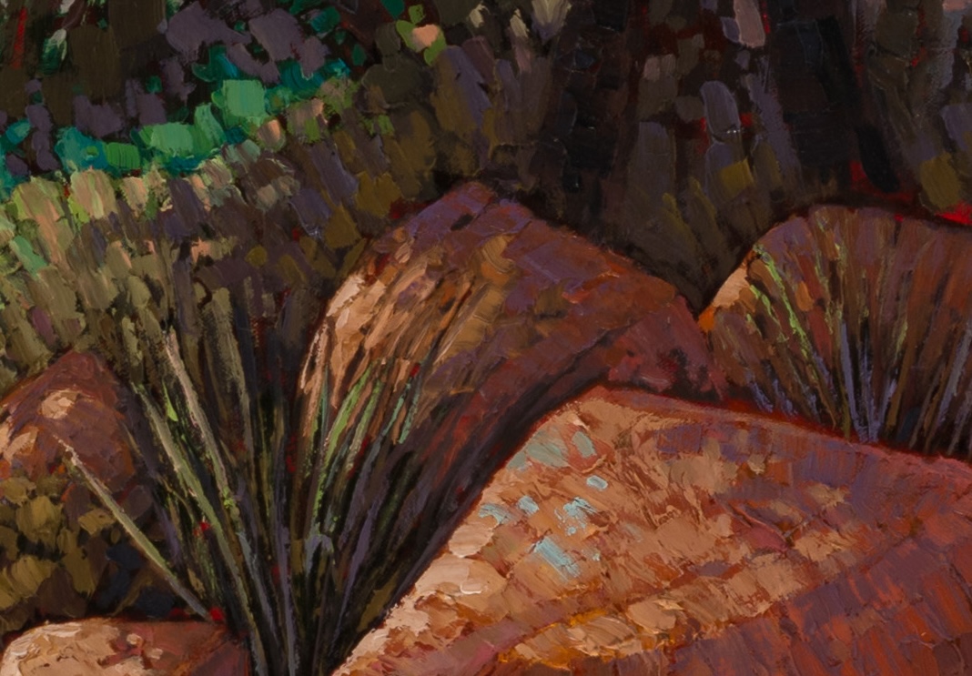 Adam Turner painting photographed by Mitch Rossow - Wichita Morning Overlook 48x72 - detail