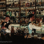 Paul Oxborough painting photographed by Mitch Rossow - Coburg Bartenders Painting 36 x 56