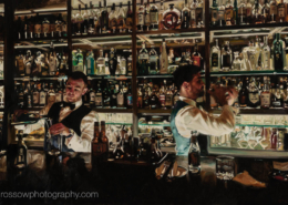 Paul Oxborough painting photographed by Mitch Rossow - Coburg Bartenders Painting 36 x 56